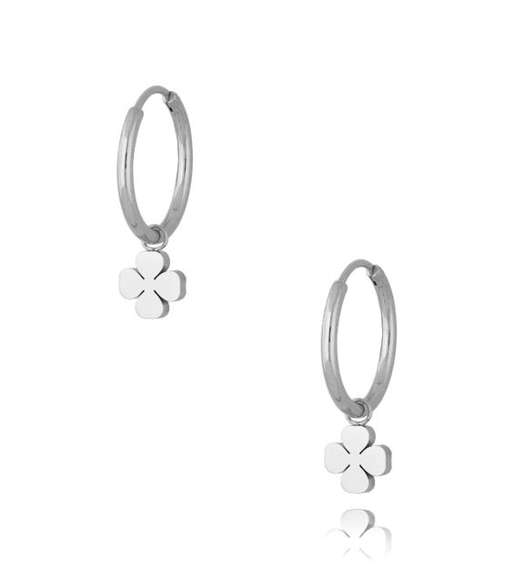 Kolczyki kółka posrebrzane ze stali szlachetnej Silver Clover KSA0296