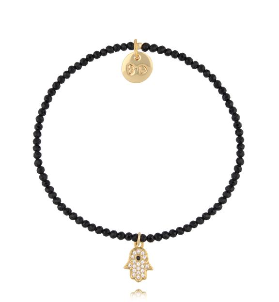 Bransoletka czarna z ręką Fatimy BTW3652
