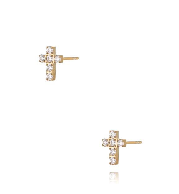 Kolczyki złote krzyżyki z cyrkoniami Cristal Cross KSA0942