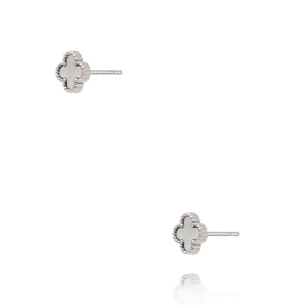 Kolczyki koniczynki srebrne z masą perłową KSY0598