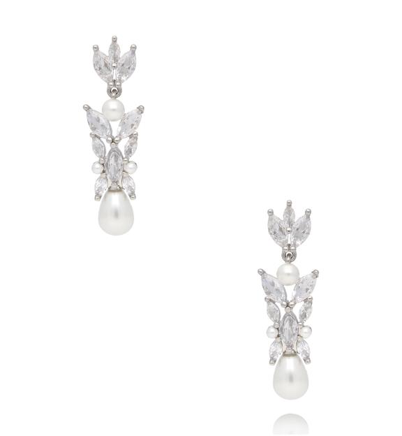 Kolczyki srebrne z perełkami i kryształkami Fête KSS1710