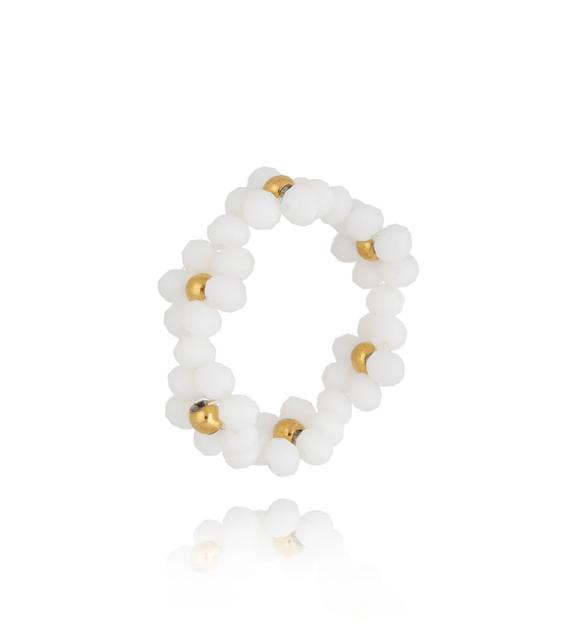Pierścionek biały z kwiatuszkami Bouquet PSC0338