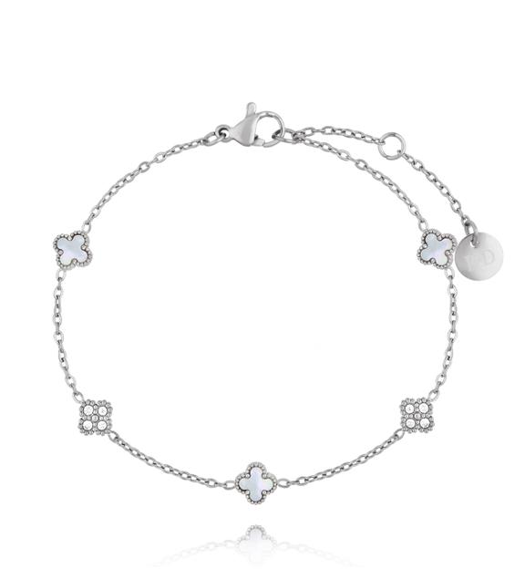 Bransoletka srebrna z koniczynkami i cyrkoniami BSY0538