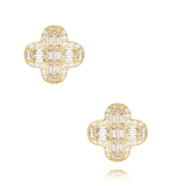 Kolczyki złote z kryształową koniczynką Cristal Clover KSS1757