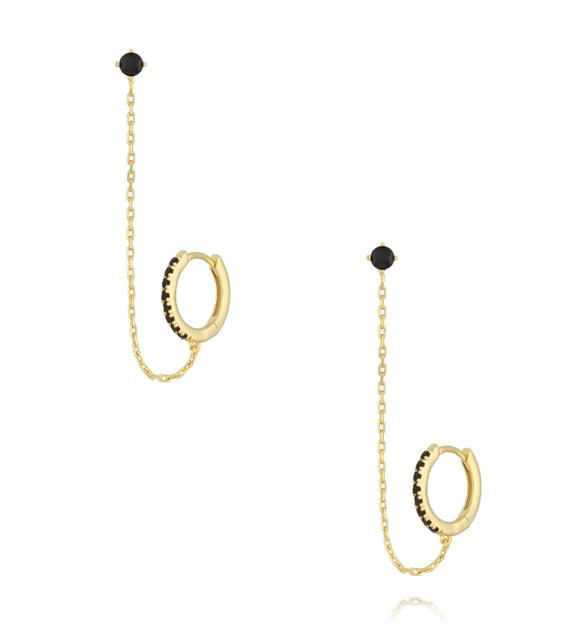 Kolczyki podwójne z łańcuszkiem i cyrkoniami KLT0034