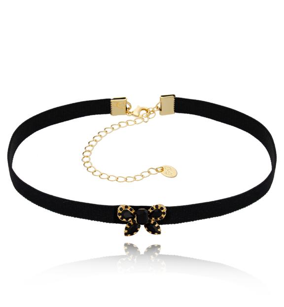 Choker z czarną kokardką Beverly NS0063