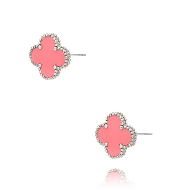 Kolczyki malinowe koniczynki Clover KSY0162
