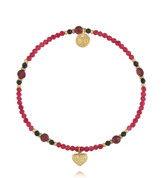 Bransoletka z jadeitu i zawieszką serca BTW3528