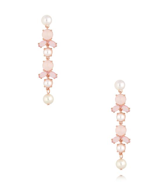 Kolczyki długie w odcieniu różowego złota z perłami KSS2166