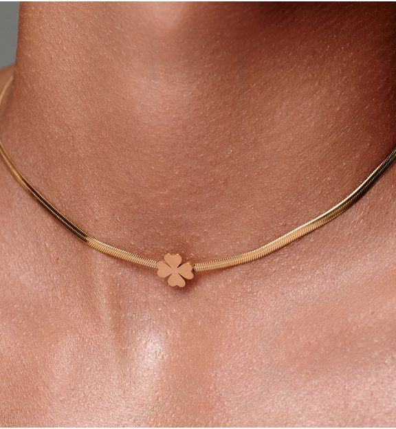 Naszyjnik złota żmijka z koniczynką NEA0049