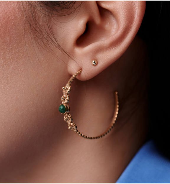 Kolczyki koła ze złoceniem i jadeitem afrykańskim KEA0020