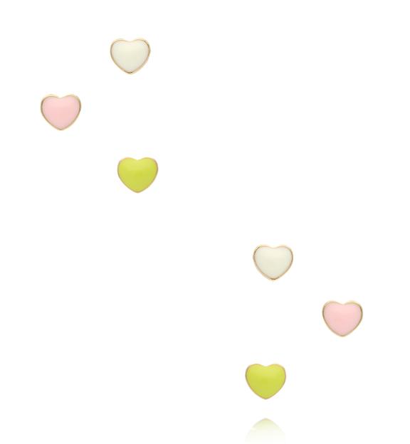 Zestaw kolczyków serca w pastelowych kolorach KMB0046