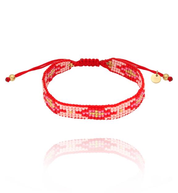 Bransoletka różowo czerwona z koralikami Miyuki Keiko BSC1845