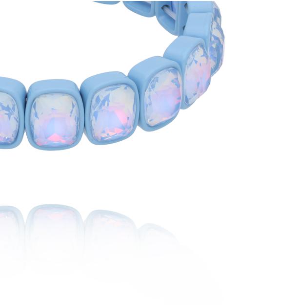 Bransoletka w pastelowym błękicie z opalizującymi kryształami BCR0056