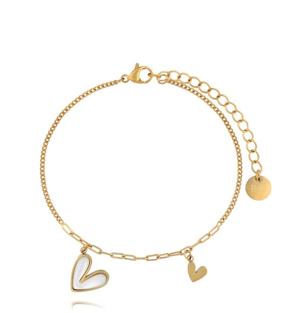 Bransoletka z sercem na złotym łańcuszku BSY0588