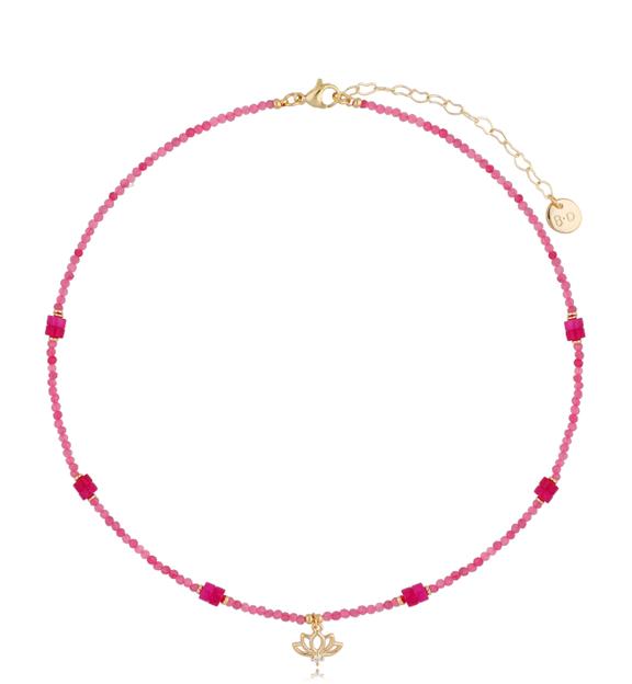 Naszyjnik fuksjowy z kwiatem lotosu Vuelo NTW0776