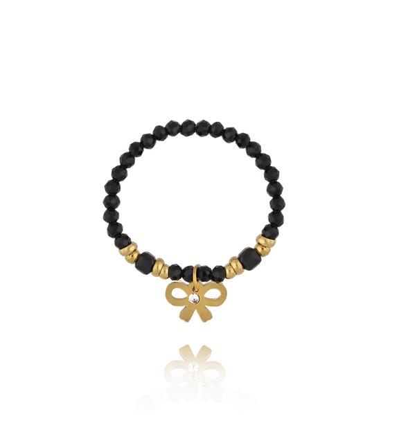 Pierścionek z turmalinami i złotą kokardką PTW0580