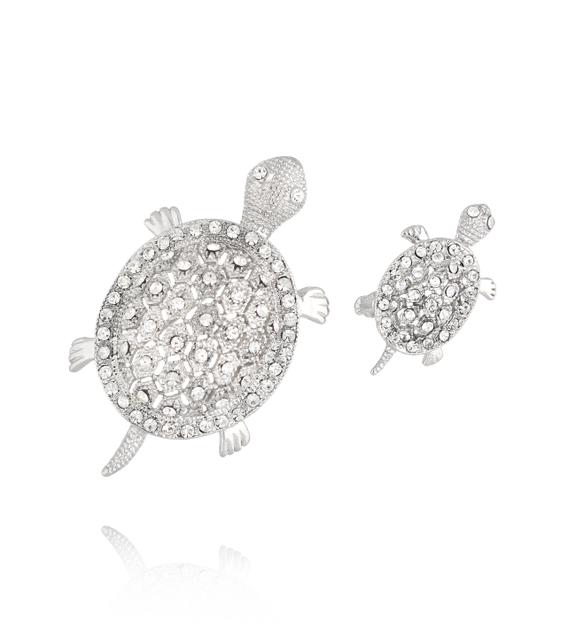 Broszki żółwie srebrne Turtle Family BRSS0132