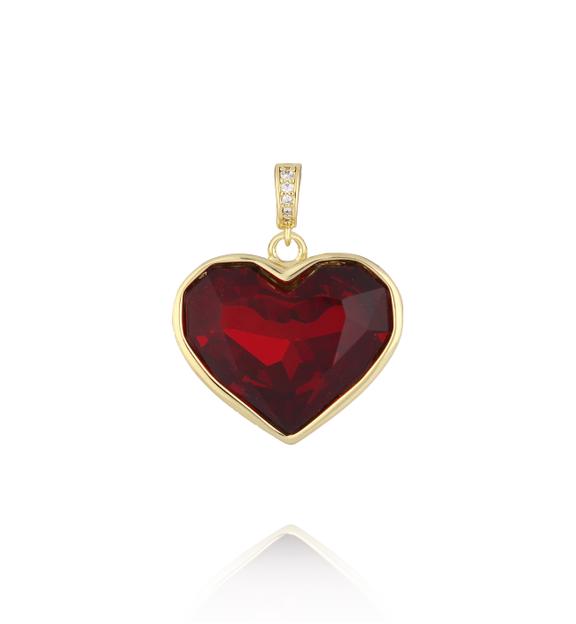 Charms złoty z sercem i rubinowo-bordowym kryształem CHSS0004