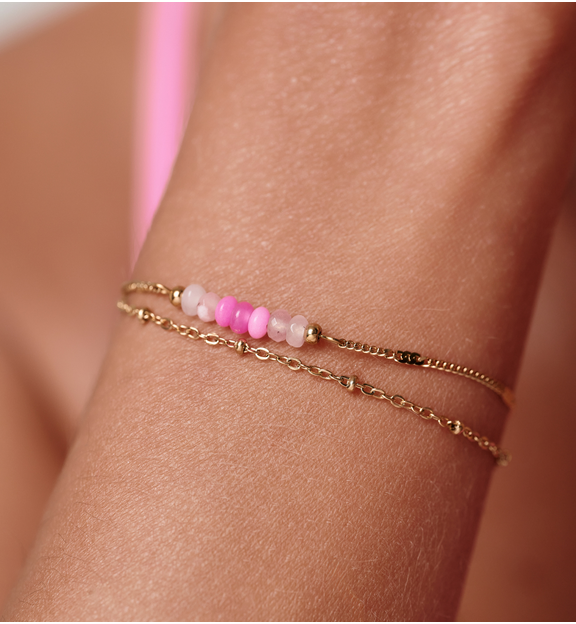 Bransoletka z różowymi kamieniami i księżycem BSC2286