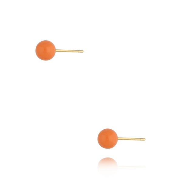 Kolczyki złote kulki z pomarańczową emalią 5 mm Enamel Balls KSA1445