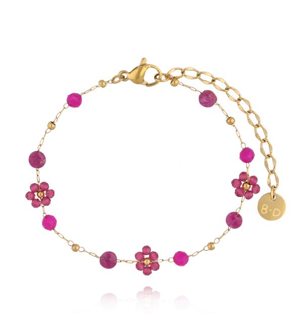 Bransoletka z rubinem, jadeitami i kryształkami BSC2387