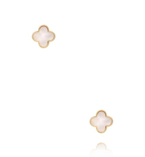 Zestaw kolczyków złoconych z perłową koniczynką KMB0006