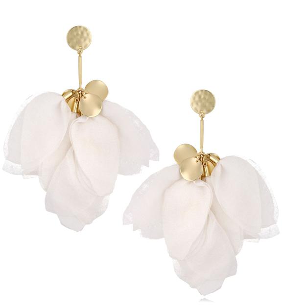 Kolczyki z szyfonu kwiaty białe Flower KBL1505