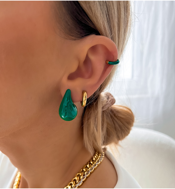 Kolczyki zielone łezki duże Enamel Kyile KSA1481