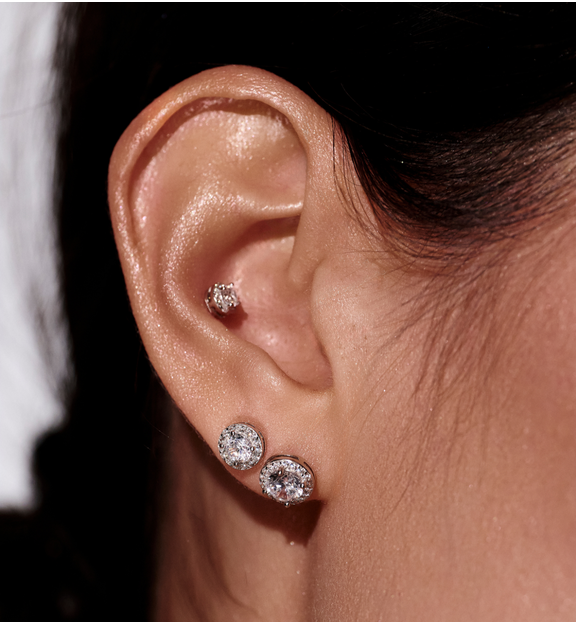 Zestaw kolczyków posrebrzanych z cyrkoniami KLT0047