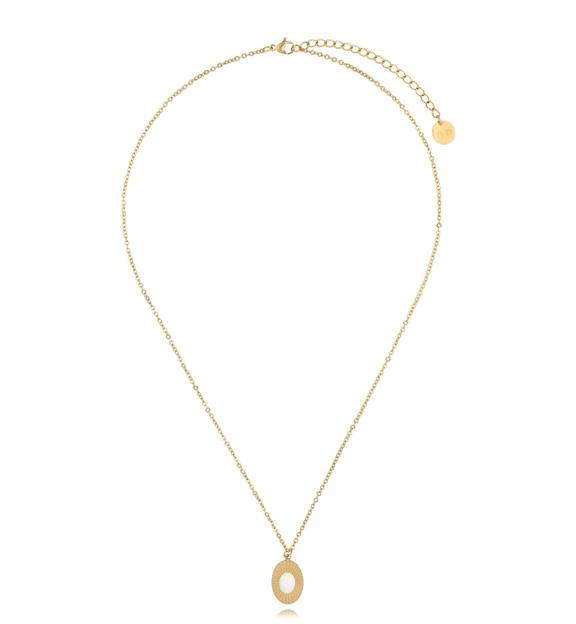 Naszyjnik złoty z białym jadeitem Logroño NSY0195