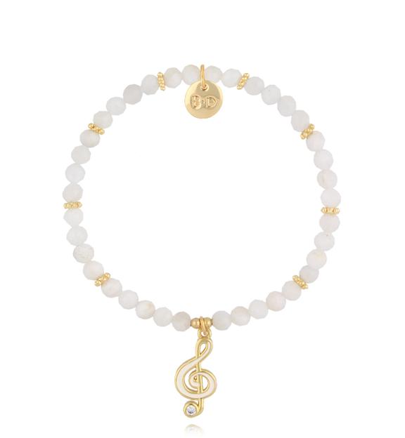 Bransoletka z kamieniami księżycowymi i kluczem wiolinowym BTW3635