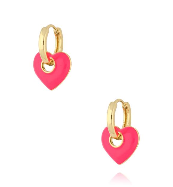 Kolczyki koła z fuksjowymi sercami KSY0108