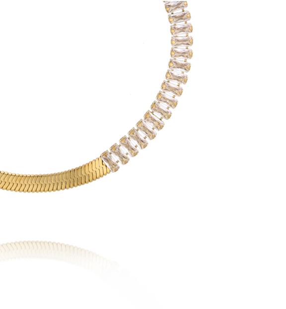 Bransoletka żmijka z cyrkoniami złota BSY0544