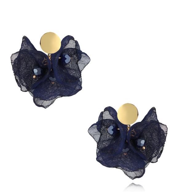 Kolczyki z szyfonu małe granatowe Nue KBL1673