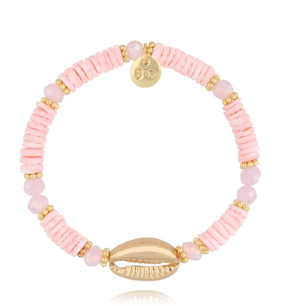 Bransoletka z różowymi muszlami Gold Shell BSH0127