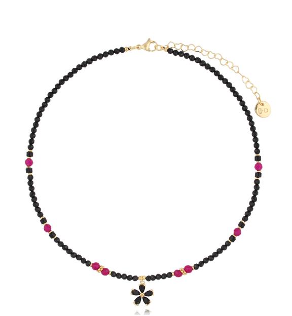 Naszyjnik z turmalinami i kwiatuszkiem Watch NTW1061