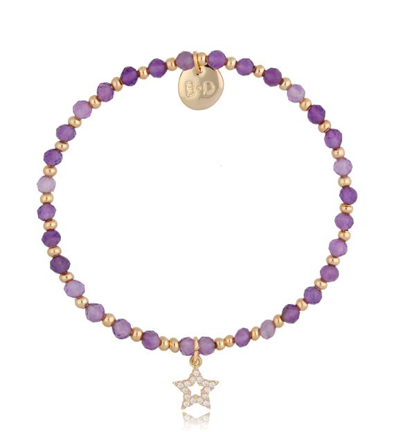 Bransoletka z ametystami i gwiazdką Orchid BTW0687