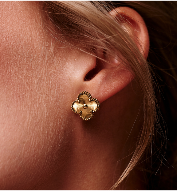 Kolczyki w kształcie koniczyny złote KSY0597