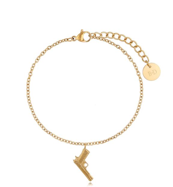 Bransoletka złota z pistoletem Gold Gun BSA0408