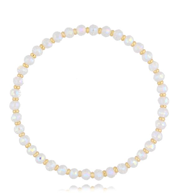 Bransoletka biała połyskująca z kryształkami Surat BCY0232