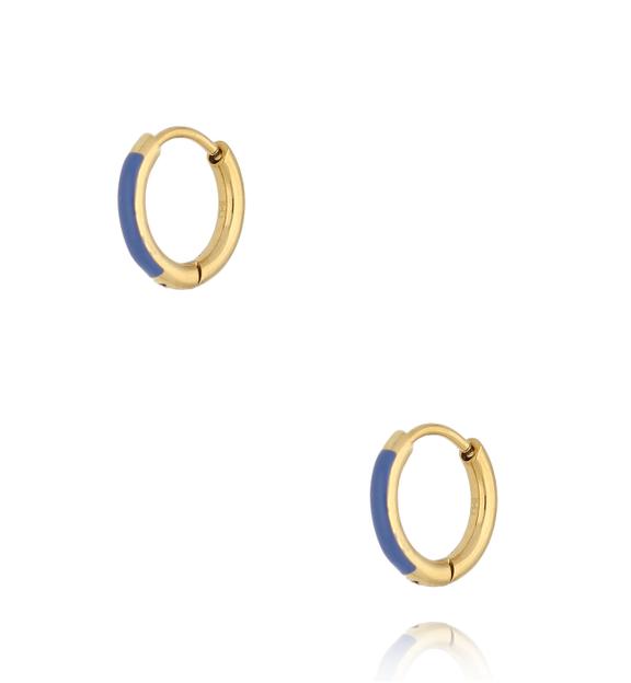 Kolczyki złote koła z niebieską emalią Enamel Small Hoops KSA1604