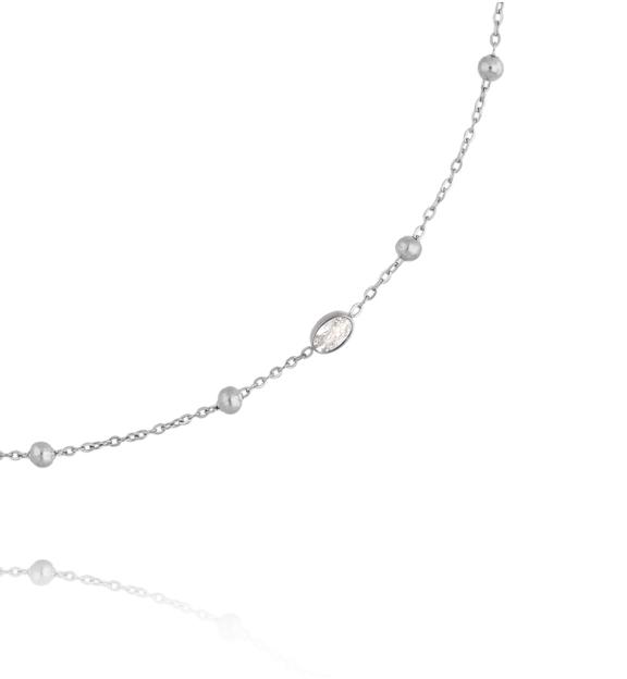 Naszyjnik srebrny ze stali szlachetnej z kuleczkami i cyrkoniami NSY0892