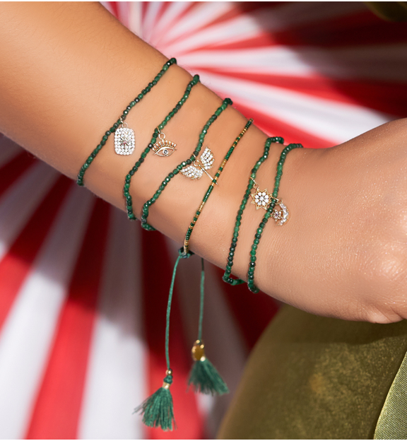 Bransoletka z zielonymi agatami i zawieszką Lifestyle BTW1137