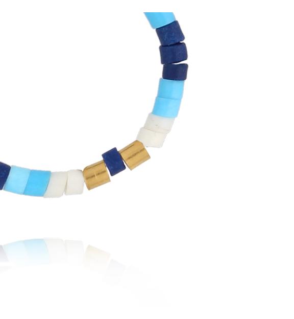 Pierścionek z kosteczek jadeitu w odcieniach błękitu i granatu PSC0782