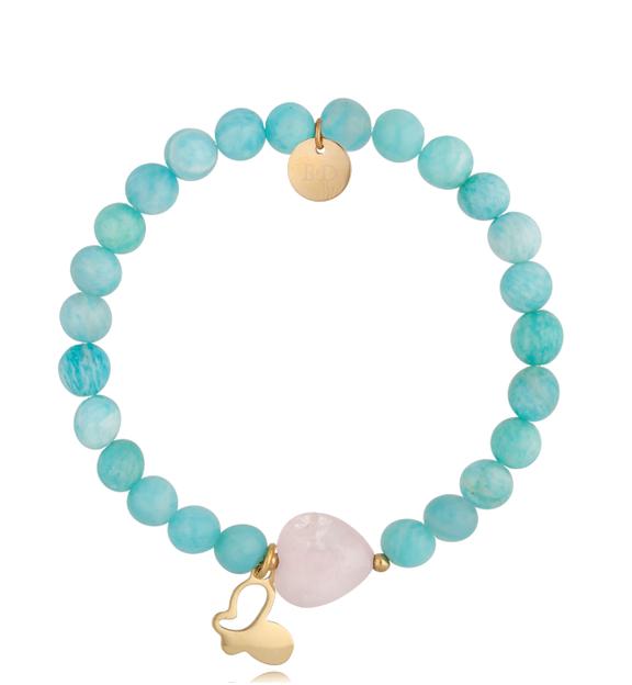 Bransoletka z amazonitami i motylkiem Mint Butterfly BMMH3994