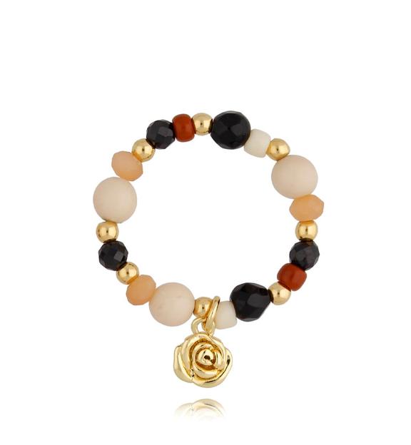 Pierścionek beżowy z różą Sanur PBI0006