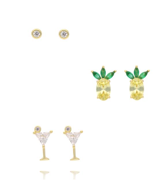 Zestaw kolczyków pozłacanych z cyrkoniami KLT0037