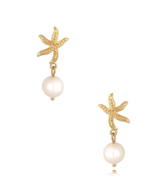 Kolczyki z rozgwiazdami i perłami Starfish KSA0669