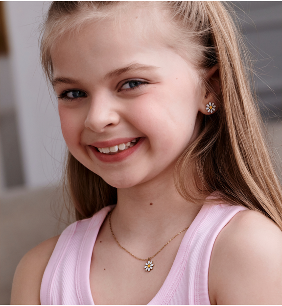 Zestaw biżuterii dla dziewczynki z kwiatuszkiem ZN0221